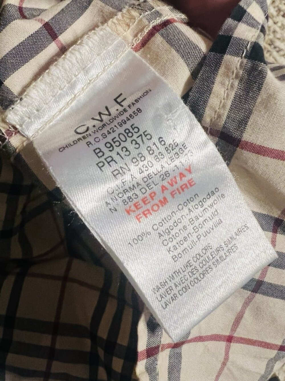 Burberry Baby Plaid Check Blouse Shirt Button Up Flare 3M CWF Tag Short Sleeve - Picture 5 of 5